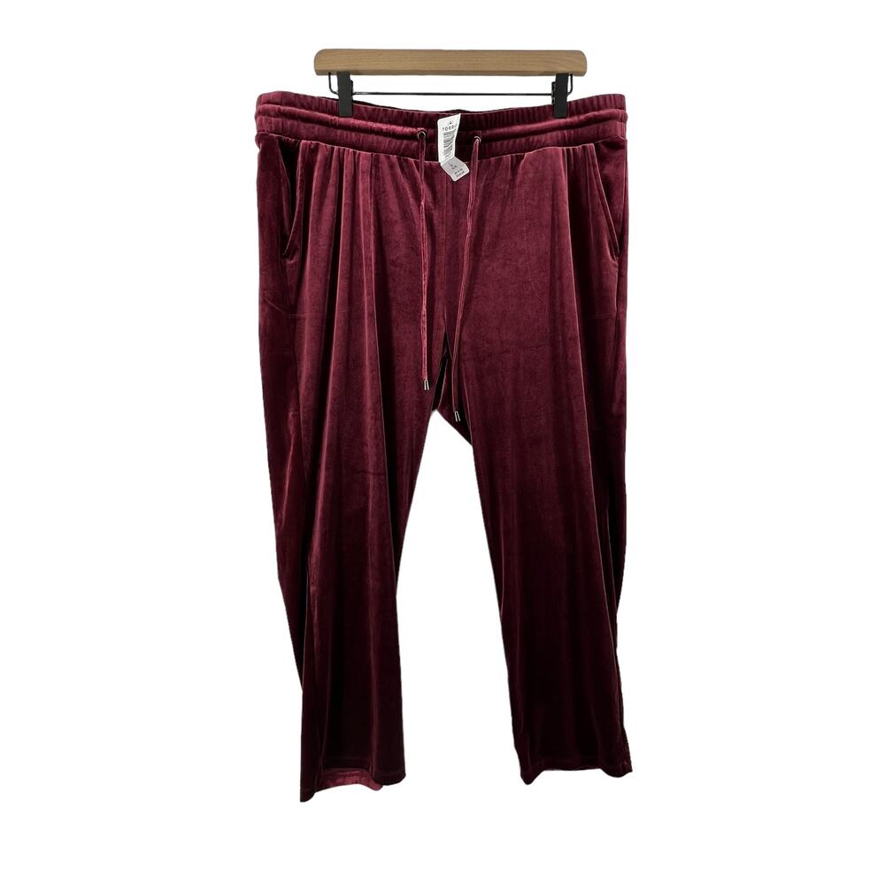 Torrid Pants Size 2 2x 18-20 NEW Velour Sweat Casual Comfortable Maroon Pockets
